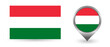 Vector flag Hungary. Location point with flag hungarian inside.