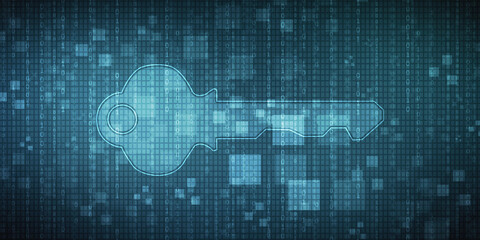 Poster - 2d illustration digital abstract technology digital future cyber security key
