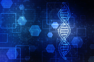 Poster - 2d render of dna structure, abstract background
