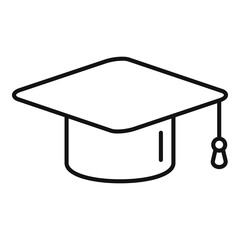 Poster - driving school graduation hat icon, outline style