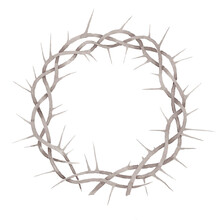 Beautiful Elegant Watercolor Crown Of Thorns Illustration Print Isolated On White