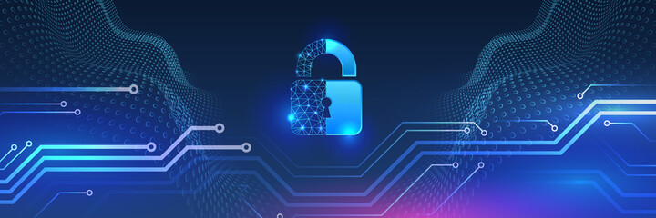 Poster - Digital security and network protection. Cyber security for internet projects. Antivirus technology web services.