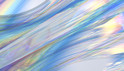 Poster - holographic gradient on glass with dispersion iridescent effect - vivid abstract background 3d rende