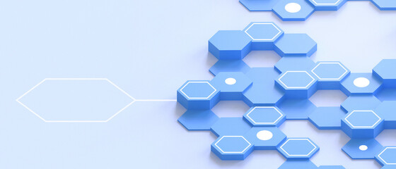 Aufkleber - idea Business concept Creative technology. Abstract white and Blue geometric hexagonal background with Modern .copy space, digital, banner, website -3d Rendering