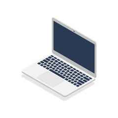 Poster - Isometric laptop. Open modern laptop with empty screen. Portable 3d computer device. Digital technology concept. Vector isolated on white.