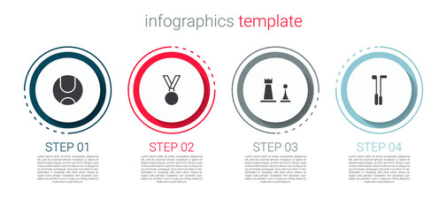 Poster - Set Tennis ball, Medal, Chess and Golf club. Business infographic template. Vector