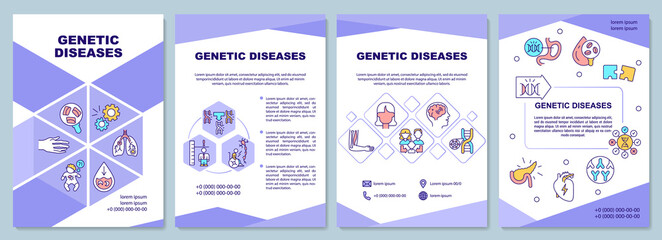 Wall Mural - Genetic diseases brochure template. Medical treatment. Flyer, booklet, leaflet print, cover design with linear icons. Vector layouts for presentation, annual reports, advertisement pages