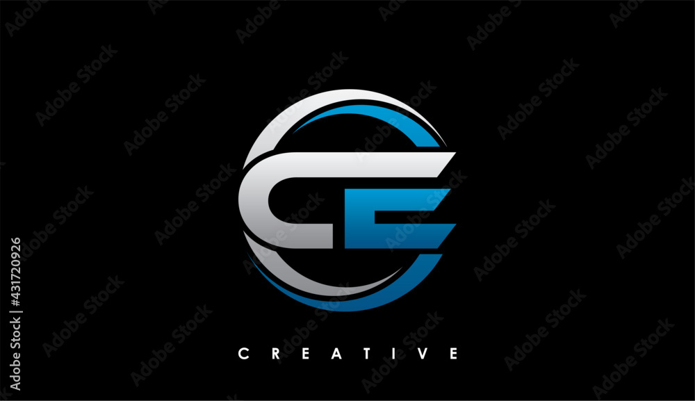 CE Letter Initial Logo Design Template Vector Illustration - obrazy, fototapety, plakaty 