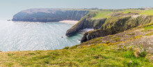 A View Towards Skrinkle Haven On The Pembrokeshire Coast Neart To Tenby, South Wales On A Sunny Day