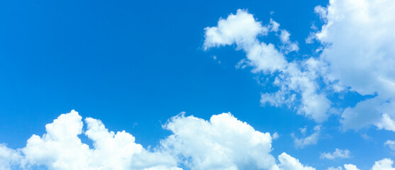 Wall Mural - panorama blue sky with cloud and sunlight background