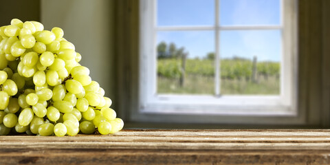 Canvas Print - Fresh grapesfruits  on wooden desk and summer time. 