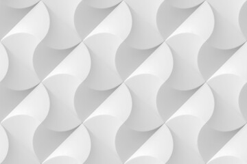 Wall Mural - White geometric pattern stylized in the form of decorative convex modules.