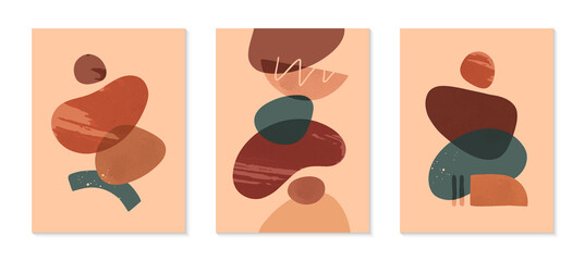 Wall Mural - set of modern abstract vector illustrations with organic various shapes and textures.boho watercolor