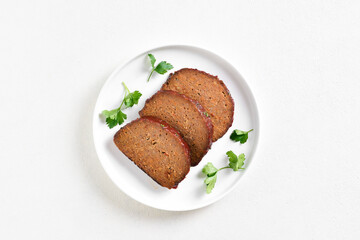 Wall Mural - Sliced meatloaf on plate