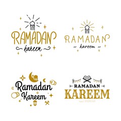 Ramadan Kareem Vector Template Collection. Happy Eid Mubarak Typography and Eid Al Fitr Lettering