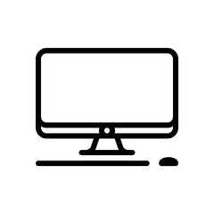 Poster - Desktop computer, simple icon. Black linear icon with editable stroke on white background