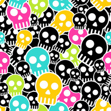 Vector Seamless Wrapping Paper With Colkor Skulls