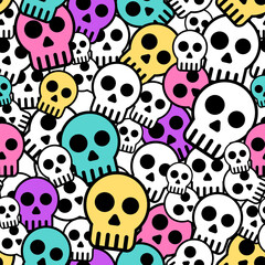Aufkleber - Vector seamless wrapping paper with colkor skulls