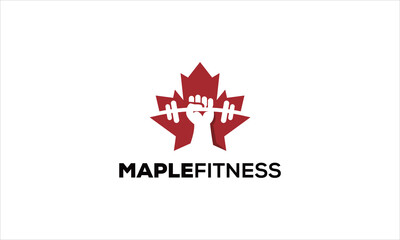 Wall Mural - Hand Fitness And Leaf Maple logo vector icon illustration