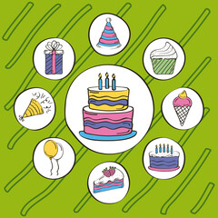 Canvas Print - birthday icons around