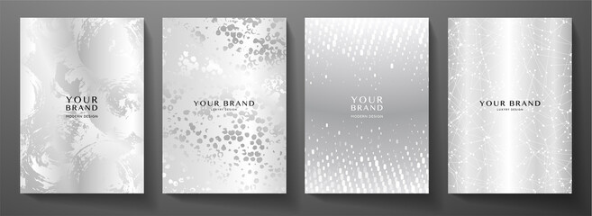 Wall Mural - modern cover design set. creative silver background with abstract pattern. elegant trendy vector col