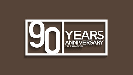 Wall Mural - 90 years anniversary logotype with white color in square isolated on brown background. vector can be use for company celebration purpose