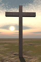 Wall Mural - Cross in Surreal Landscape