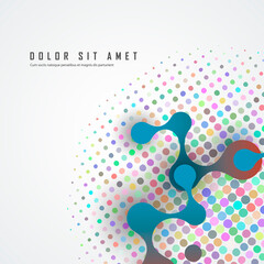 Poster - Abstract blue large molecules with bright circles on white background. Modern logotype icon dna