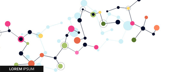 Poster - Flat connectivity elements for medical design. Social media concept. Digital modern communication. Molecular structure. Modern flat design. White background. Abstract background