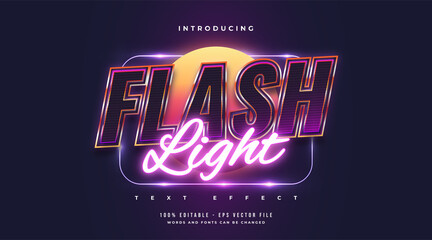 Wall Mural - flash light text style with colorful and glowing neon effect. editable text style effect