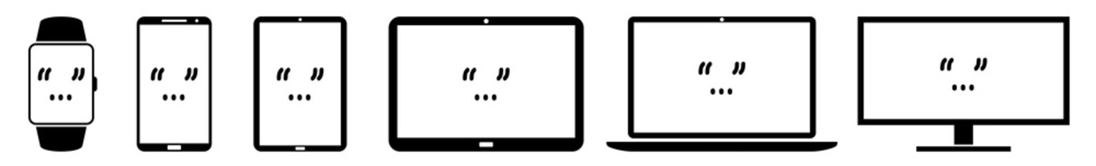 Poster - Display Quotation, Quote, Saying, Sign Icon Devices Set | Web Screen Device Online | Laptop Vector Illustration | Mobile Phone | PC Computer Smartphone Tablet Isolated