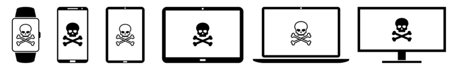 Poster - Display Crossbones, Skull, Death, Pirate, Toxic, Danger, Poisonous Icon Devices Set | Web Screen Device Online | Laptop Vector Illustration | Mobile Phone | PC Computer Tablet Sign Isolated
