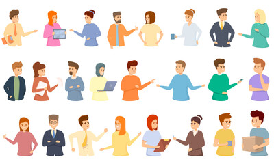 Poster - Colleague icons set. Cartoon set of colleague vector icons for web design