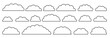 © Currant_Crescent - Line black empty flat vector cloud set. Clouds cartoon symbols on white background for web site design, logo, app. Bubble icon collection for infographic design. Label and stickers