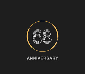 Wall Mural - 68 anniversary logotype with silver number and golden ring isolated on black background. vector can be use for party, company special event and celebration moment