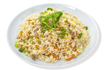 Wall Mural - Asian Chinese food Minced Pork Fried Rice with Egg and Carrot