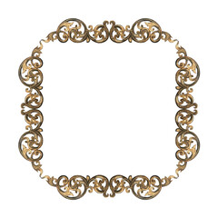 Wall Mural - Pattern of flower carved frame on white background