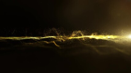 Fototapete - Futuristic digitally generated motion graphic particles wave flowing in virtual reality abstract cyber space environment de-focus abstract loop background