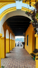 Yyellow Arch With Tiled Floor