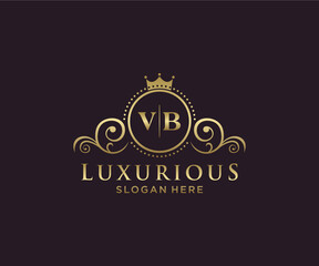 Initial VB Letter Royal Luxury Logo template in vector art for Restaurant, Royalty, Boutique, Cafe, Hotel, Heraldic, Jewelry, Fashion and other vector illustration.