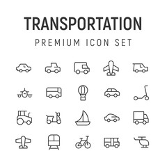 Poster - Premium pack of transportation line icons.