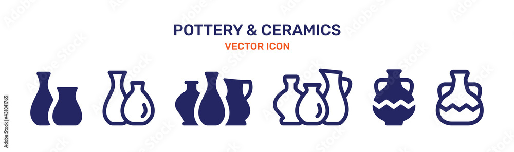 Ceramic Vase icon set. Pottery concept. Vector illustration - obrazy, fototapety, plakaty 