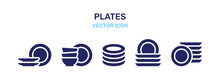 Plate, Dishes Vector Illustration On White Isolated Background. Tableware Concept.