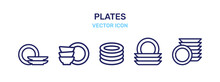 Clean Stack Plates Icon Set On White Background. Vector Illustration