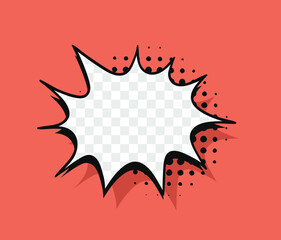 Poster - Pop art speech bubble without text and Transparent Background. Cartoon style vector collection of frames. Comic illustration