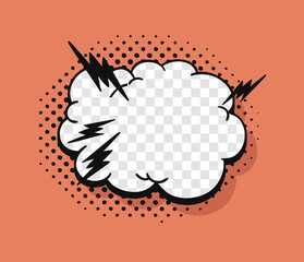 Poster - Pop art speech bubble without text and Transparent Background. Cartoon style vector collection of frames. Comic illustration