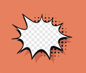 Poster - Pop art speech bubble without text and Transparent Background. Cartoon style vector collection of frames. Comic illustration