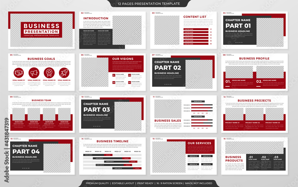 set of business presentation layout design template Premium Vector ...