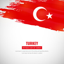 Happy Republic Day Of Turkey With Brush Style Watercolor Country Flag Background
