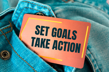 Canvas Print - Text sign showing Set Goals, Take Action